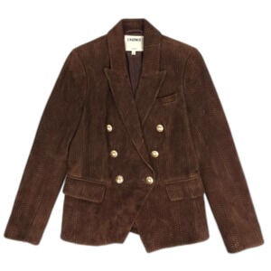 NEW L'Agence Kenzie Blazer Brown Suede Snake Old Money Quiet Luxury Ivy League